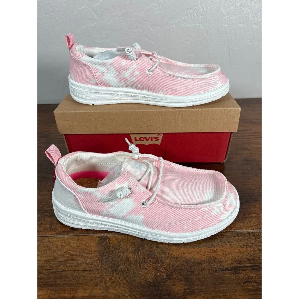 Levis Newt TD CVS Toddler Size 2 Pink White Tie Dye Canvas Slip On Loafer Shoes